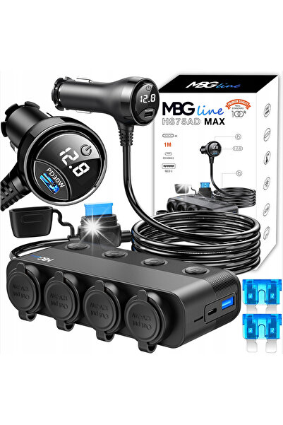 MBG line ADAPTOR PRIZĂ BRICHETĂ 12V 24V ÎNCĂRCĂTOR AUTO QC PD 3x USB