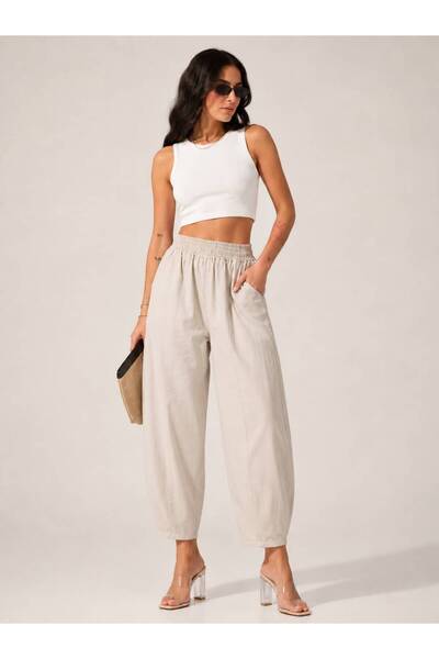 Rouge basıc Bel Rubberized Gabardine Pocket Balloon Pants