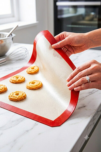 UCR HOME 30x40 Fırınlanabilir Yıkanabilir Kendinden Yağlı Silikon Pişirme Ve Hamur Açma Matı Fırın Tepsisi