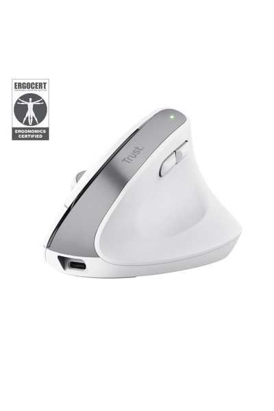 Trust Mouse vertical wireless Bayo+, optic, 2400 DPI, alb