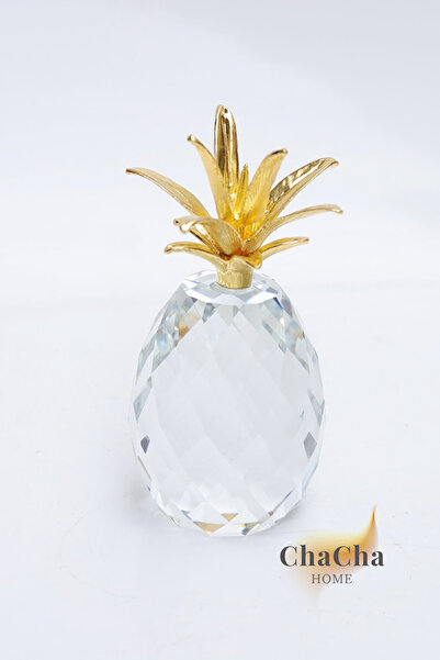 ChaCha Home Ong-Lai - Dekoratif Kristal Cam Ananas Dekor Obje – Gold Metal Çi...