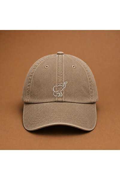 WeavedCo Minimalist Elephant Figured Embroidered Vintage Washed Cap Hat