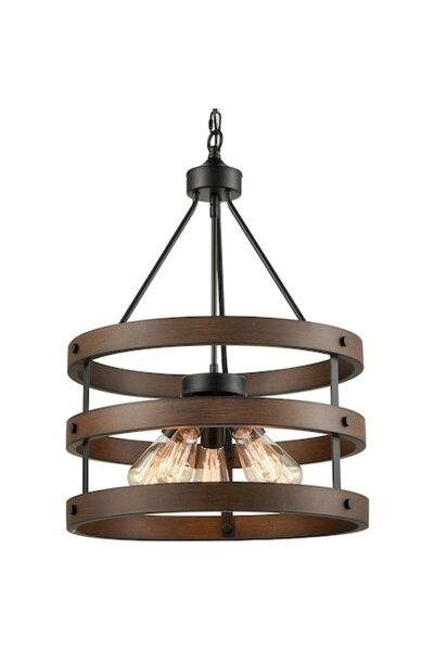 Cojom Candelabru Reno, 5m retro/vintage, 6xE27, lemn maro cu metal negru