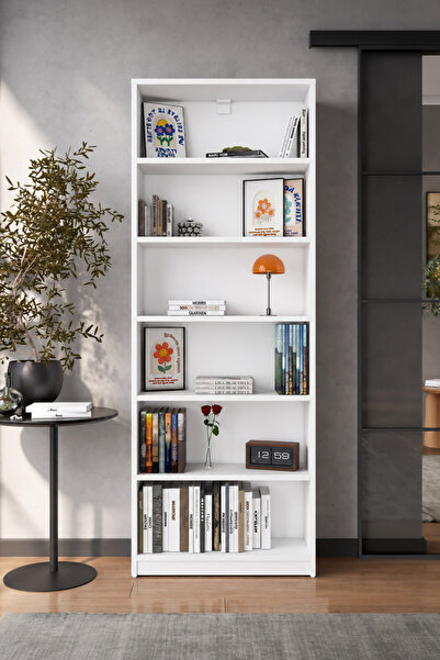Rani Mobilya Rani HC122 Kitaplık 5 Raflı Çalışma Odası Kütüphane Modern Duvar...