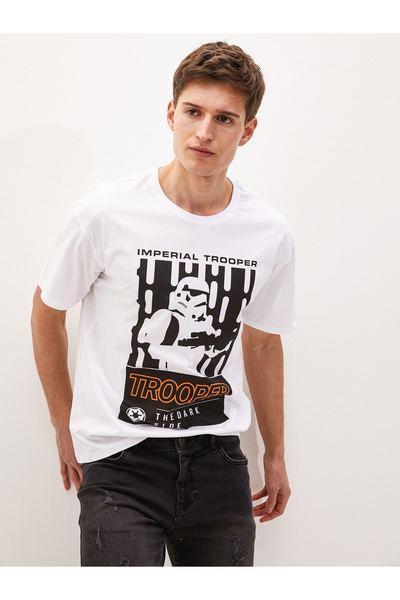 LC Waikiki Tricou bărbătesc cu guler rotund, mânecă scurtă, imprimat Star War...