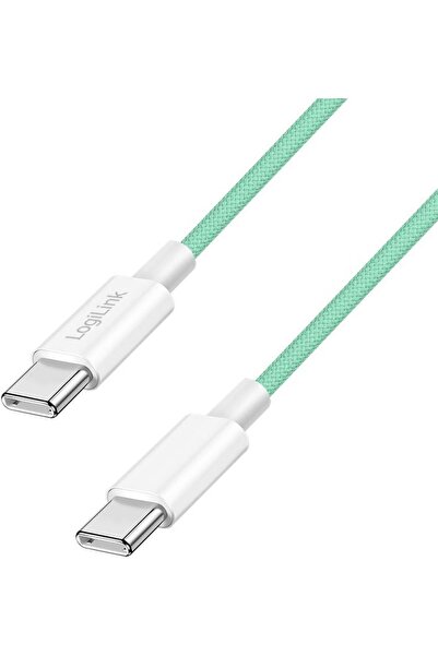 LogiLink Cablu USB 2.0 Tip-C C/M > C/M, Nailon, 60W, verde, 1m