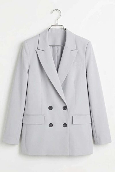 Raneel Kazançlı Alışveriş Women's Double-Breasted Collar Blazer Jacket Light ...