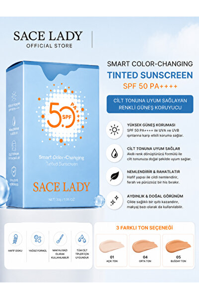 Sace Lady Color Changing Colorful Sunscreen Spf 50 ++ 30 Gr