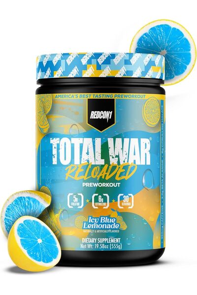 REDCON1 Total War Reloaded Pre Workout Powder, Icey Blue Lemonade - Creatine,...
