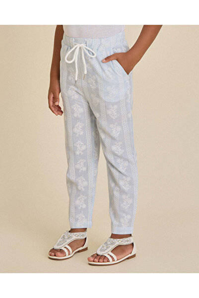 REDTAG Girls Blue Floral Print Trousers