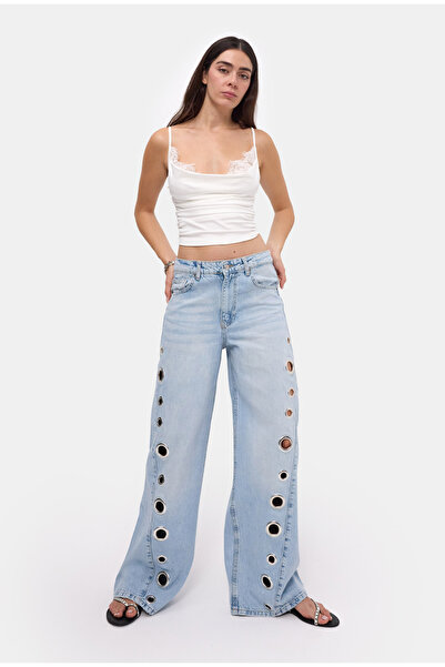 it's basic Women's Ice 4S6-3 Palazzo Fit Bird's Eye Detailed Design Denim Jean