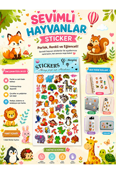 Pembe Pasaj Sticker - Çocuklar İçin Kabartmalı Sticker Etiket - Sevimli Hayva...