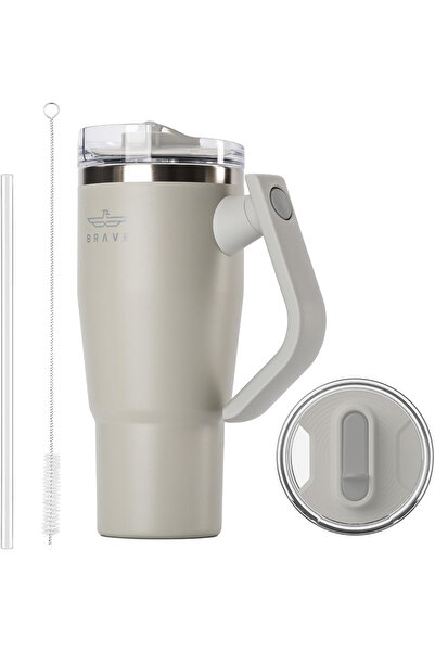Brave Temp Guard Vacuum Insulated Travel Mug – 180° Rotating Handle, 24H Cold...