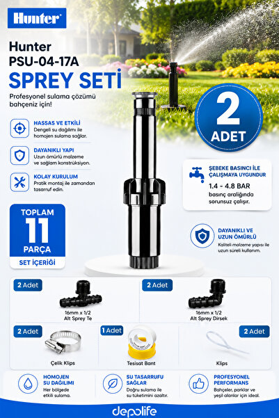 Depolife Hunter PSU-04-17A 2 Adet Pop-Up Sprey Fıskiye Seti 16 mm Bağlantı Ap...
