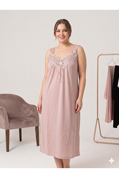 Alize Moda قميص نوم نسائي بدون أكمام من القطن بنسبة 100%، مقاس كبير