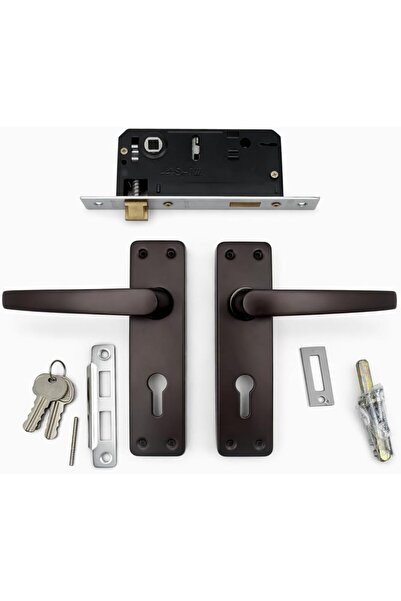 Generic Door Lock Set with Lever Handles, Matte Black Finish, Euro Cylinder C...