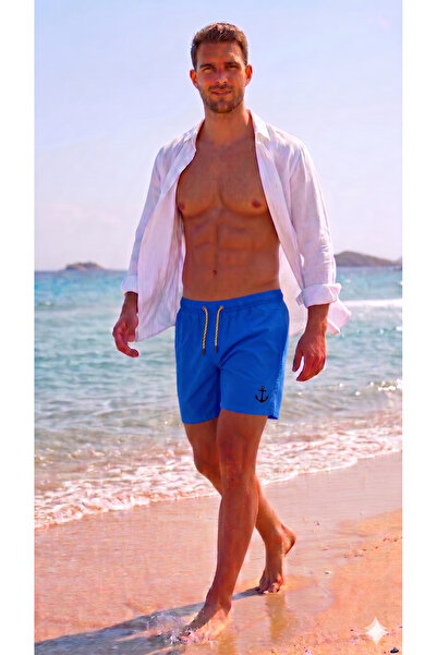 My-o Çapa Detail Men's Swim Shorts Quick Drying Zippered Double Pockets - Tie...