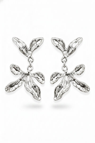 Jack Ferrero Stylish and Modern Leaf Form Dangle Silver Color Earrings Women'...