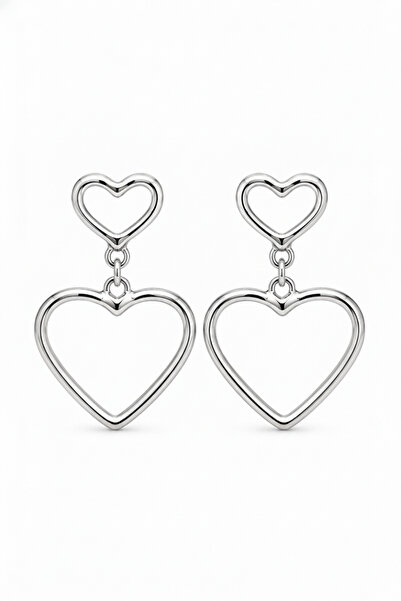Jack Ferrero Silver Color Heart Figured Dangle Earrings - Modern and Elegant ...