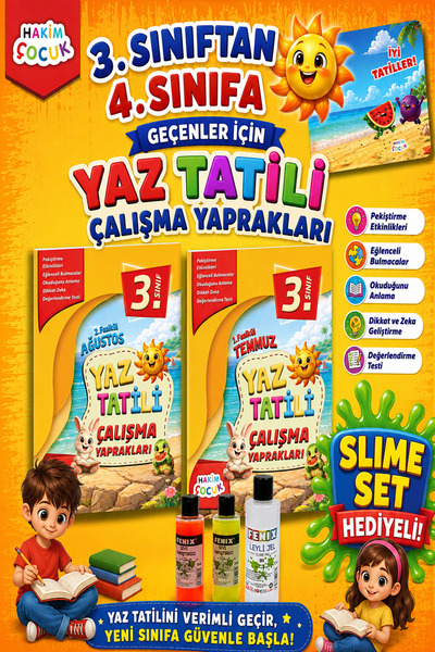 Hakim Yayınları Hakim Çocuk 3.Sınıftan 4.Sınıfa Geçenler İçin Yaz Tatili Çalı...