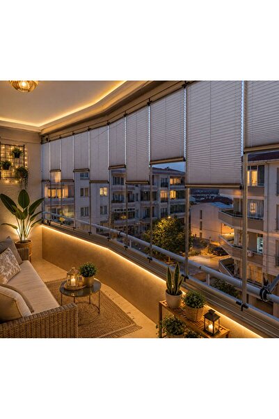 MİORA PERDE ARA GRİ Plise Katlanır Cam Balkon Perdesi - Ofis Perdesi - Mutfak...