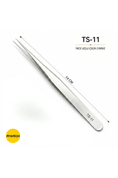 PİYATECH TS-11 Hassas İnce Düz Uçlu Paslanmaz Çelik Cımbız 14 cm Antistatik P...
