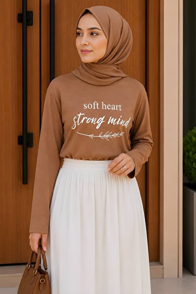 İmajButik Biscuit Crew Neck Printed Combed Cotton Bodysuit