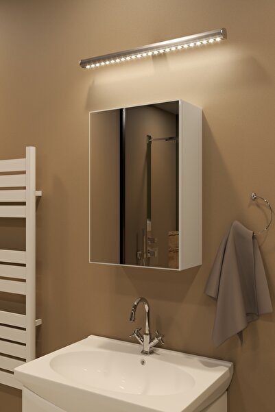 Septemius Tek Kapaklı Aynalı Beyaz 60 cm Banyo Dolabı