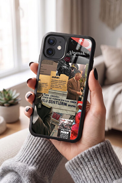Snacase Apple iPhone 12 / 12 Pro Uyumlu Atatürk Posteri Tasarımlı Parlak Prem...