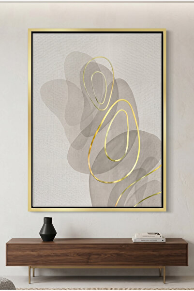 Jasmine Art Golden Trace Abstract Wall Art | Framed Canvas Print with Gold Fo...