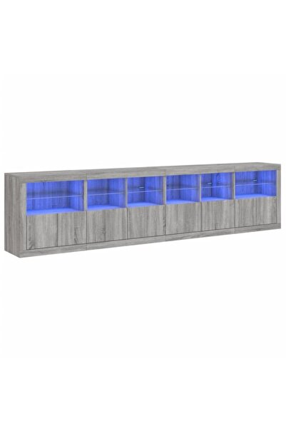 vidaxl Dulap cu lumini LED, gri Sonoma, 283 x 37 x 67 cm