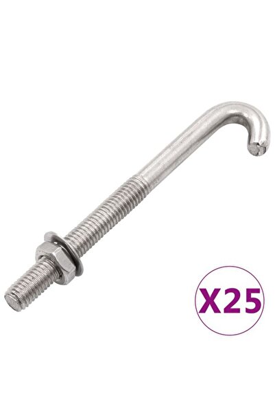 vidaxl Șurub de fixare tip J cu piuliță și șaibă, M 8 x 120 mm, 25 seturi