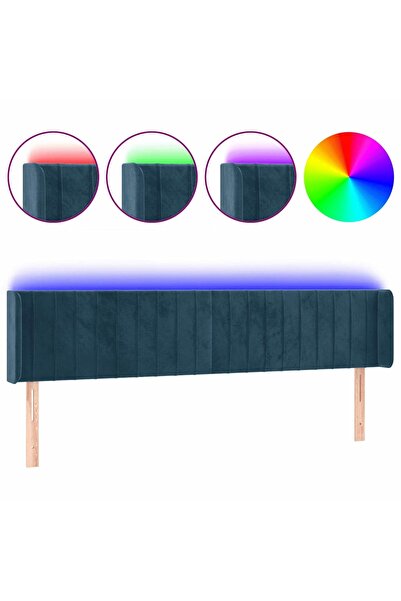 vidaxl Tăblie de pat cu LED, albastru închis, 183x16x78/88 cm, catifea