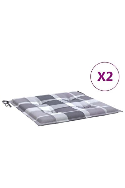 vidaxl Perne pentru scaune, carouri gri, 2 buc., 50 x 50 x 4 cm, țesătură Oxford
