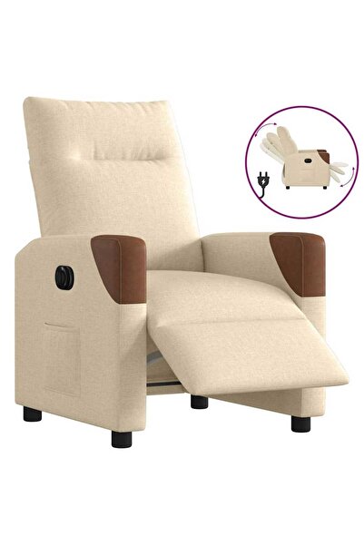 vidaxl Fotoliu rabatabil electric, crem, material textil