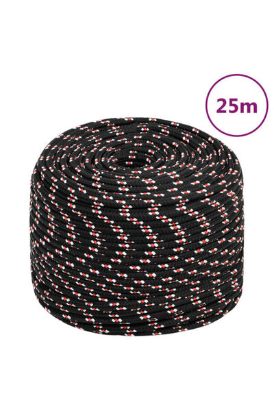 vidaxl Frânghie de barcă, neagră, 8 mm, 25 m, polipropilenă