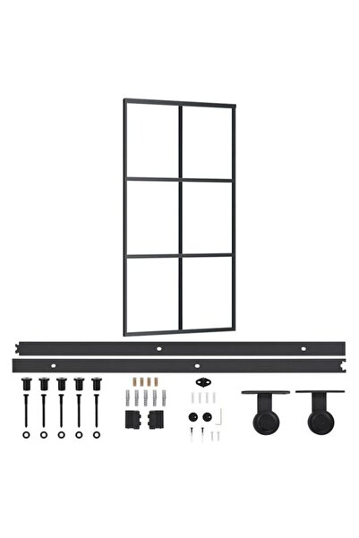 vidaxl Ușă glisantă cu set de feronerie, 102 x 205 cm, sticlă ESG/aluminiu