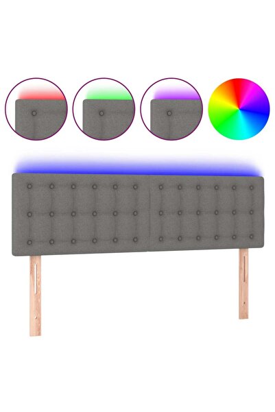 vidaxl Tăblie de pat cu LED, gri închis, 144x5x78/88 cm, textil