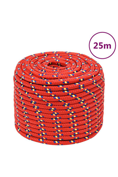 vidaxl Frânghie pentru barcă, roșie, 12 mm, 25 m, polipropilenă
