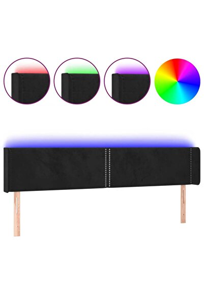 vidaxl Tăblie de pat cu LED, negru, 163x16x78/88 cm, catifea