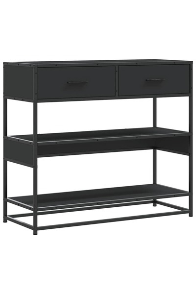 vidaxl Măsuță consolă, negru, 90x35x80 cm, lemn prelucrat