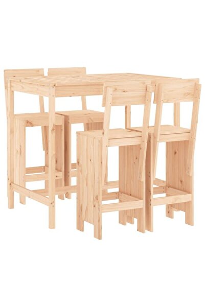 vidaxl Set mobilier de bar pentru grădină, 5 piese, lemn masiv de pin