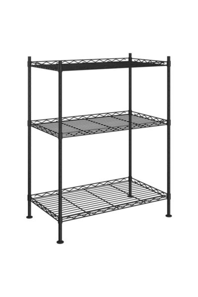 vidaxl Raft de depozitare, 3 niveluri, negru, 60 x 35 x 76 cm, 150 kg