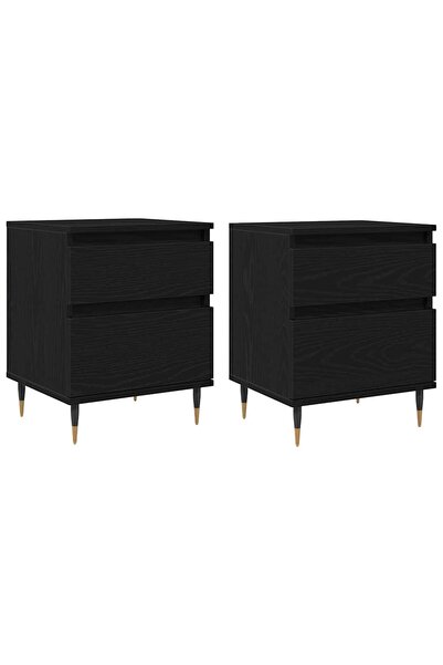 vidaxl Dulap de noapte cu sertar 2 pcs Stejar Negru 40 x 35 x 50 cm