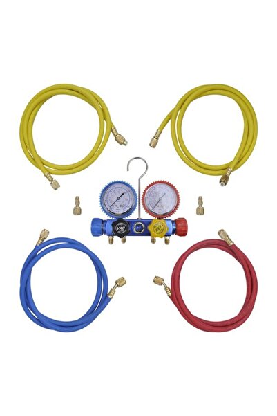 vidaxl 141656 Set de manometre cu 4 căi, în cutie de scule