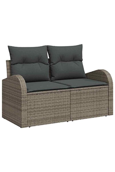 vidaxl Canapea de grădină cu pernă Gri 124 x 62 x 69cm poliratan