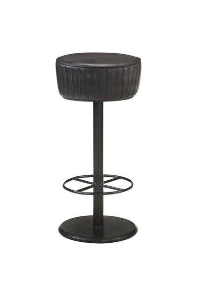vidaxl Scaun de bar, negru, piele naturală