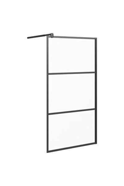 vidaxl Cabină de duș walk-in neagră, 100 x 195 cm, sticlă ESG semi-mată