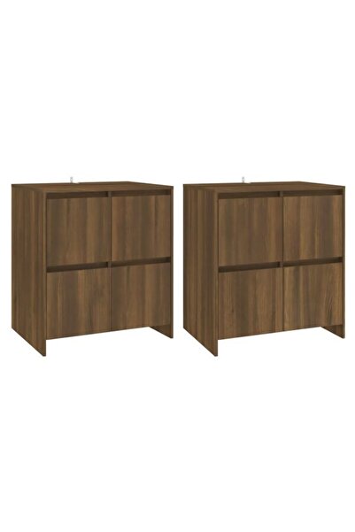 vidaxl Comode, 2 buc., stejar maro, 70 x 41 x 75 cm, lemn prelucrat