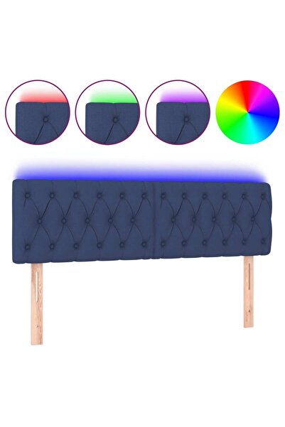 vidaxl Tăblie de pat cu LED, albastru, 160x7x78/88 cm, textil